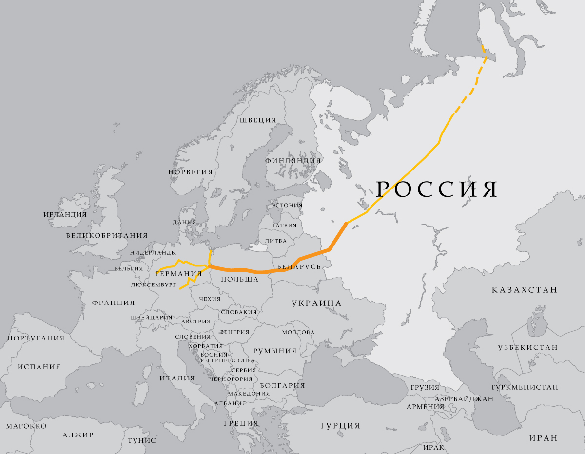 Газопровод ямал европа карта