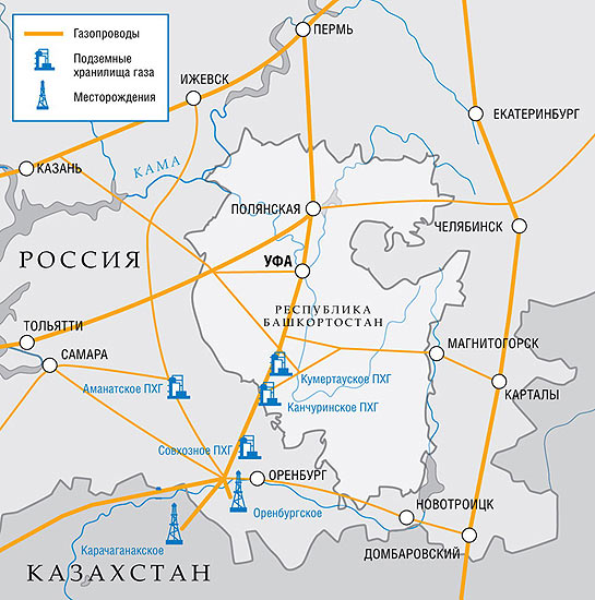 Карта газопроводов башкортостана