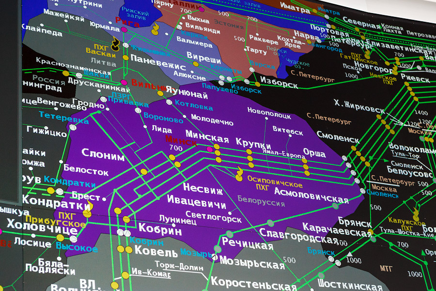 Фрагмент экрана в диспетчерском зале.