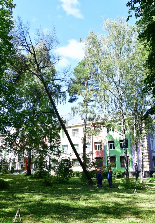 Уборка территории школы-интерната для глухих детей