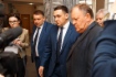 Почетные гости (слева на право) Геннадий Лазаренко, Сурен Хубов, Николай Друзяка осматривают выставку детским поделок