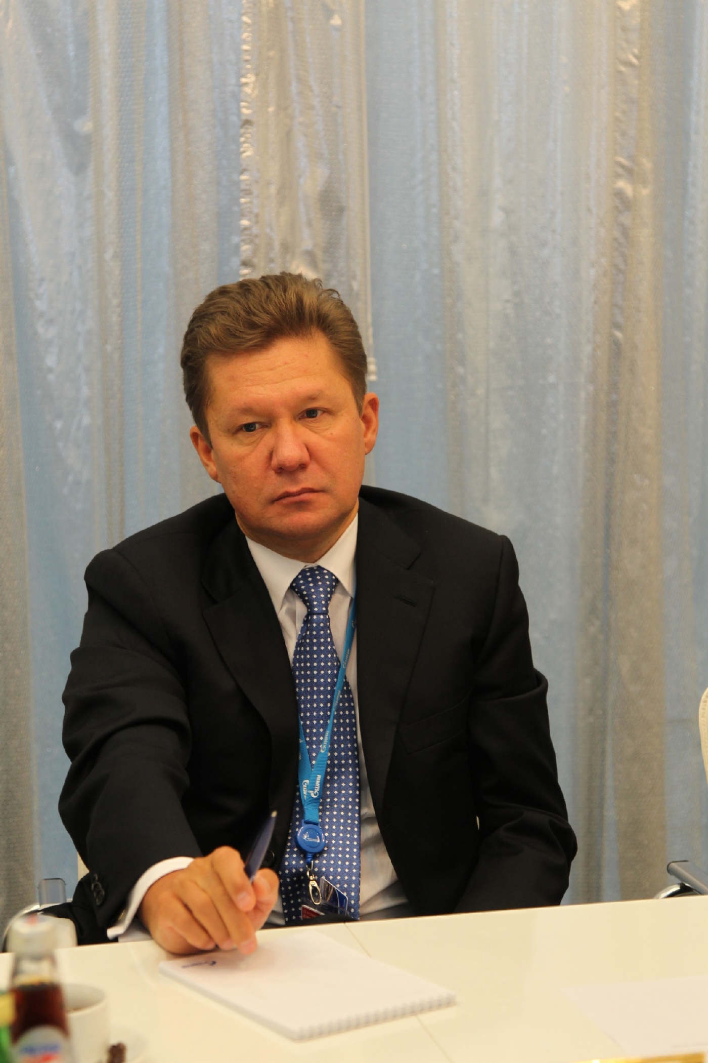 Алексей Миллер во время встречи с Президентом, Председателем Совета директоров Total SA Кристофом де Маржери