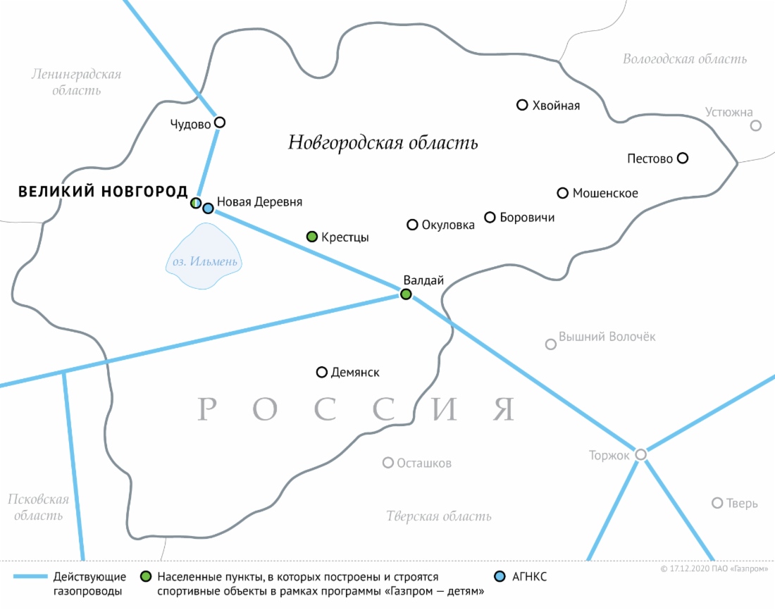 Схема газопроводов в Новгородской области