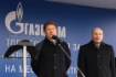 Алексей Миллер и Дмитрий Мезенцев во время торжественной церемонии закладки первого камня строительства водноспортивного комплекса в Иркутске