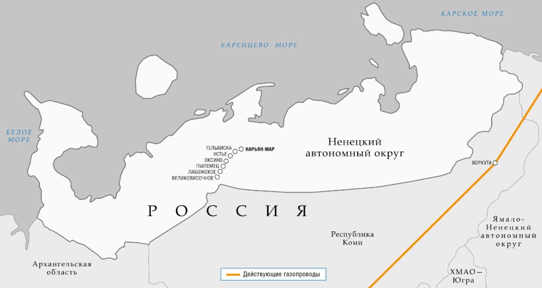 В 2013 году «Газпром» подготовит проектную документацию для строительства двух межпоселковых газопроводов в Ненецком АО