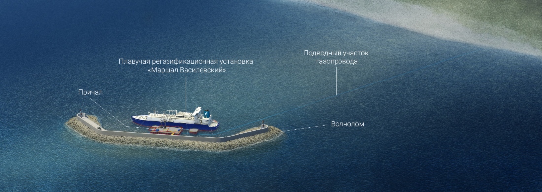 В Калининградской области введены в эксплуатацию морской терминал по приему природного газа и плавучая регазификационная установка (ПРГУ) «Маршал Василевский»
