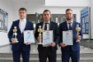 Победители конкурса на звание «Лучший молодой рационализатор ООО „Газпром добыча Астрахань“»: Сергей Агуреев, Наиль Самитов, Михаил Разгонов