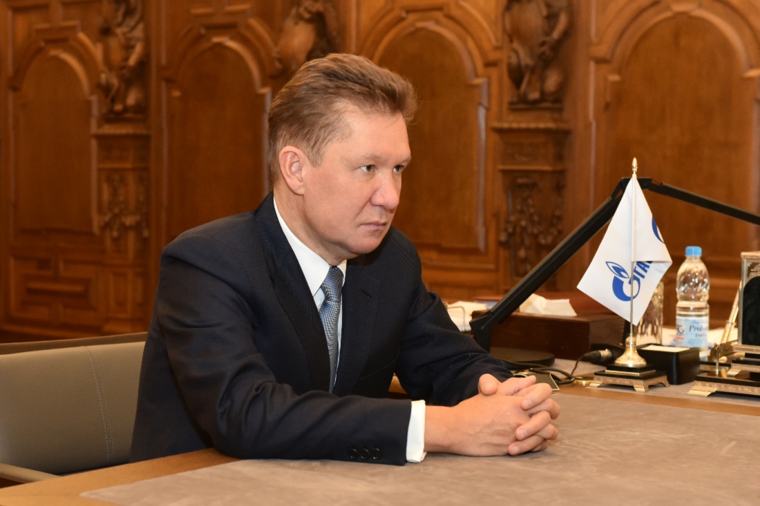 Алексей Миллер во время рабочей встречи с Губернатором Ленинградской области Александром Дрозденко