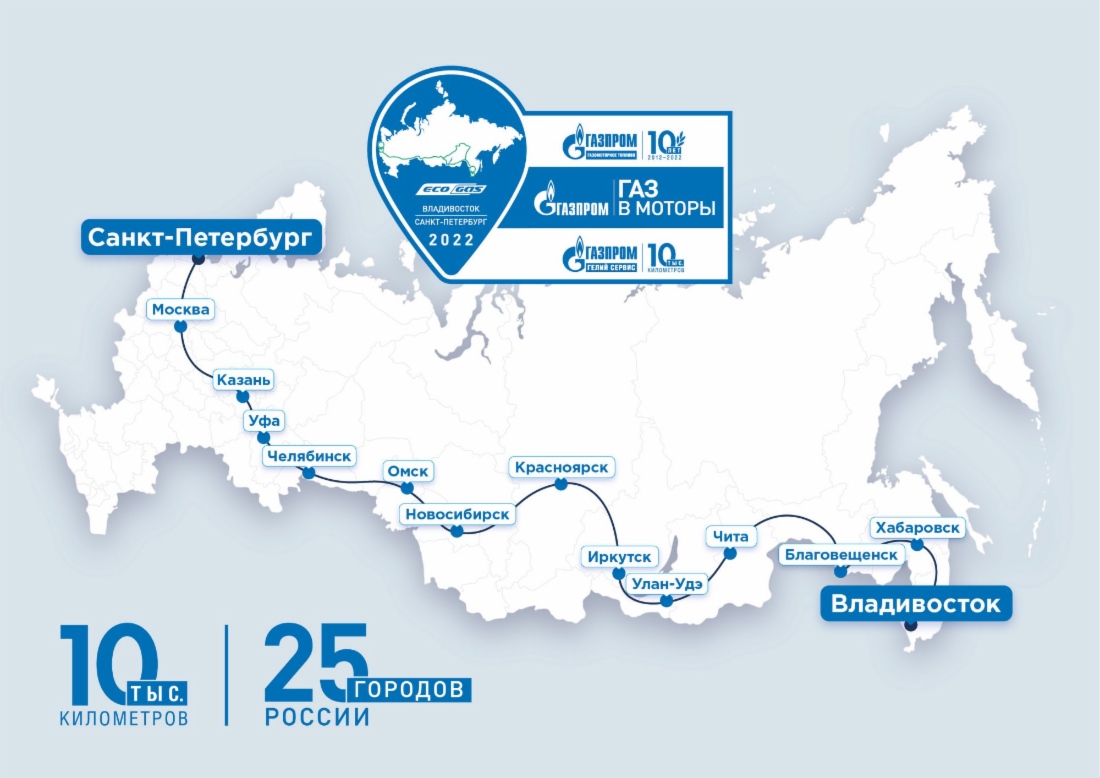 Карта автопробега «Газ в моторы — 2022»