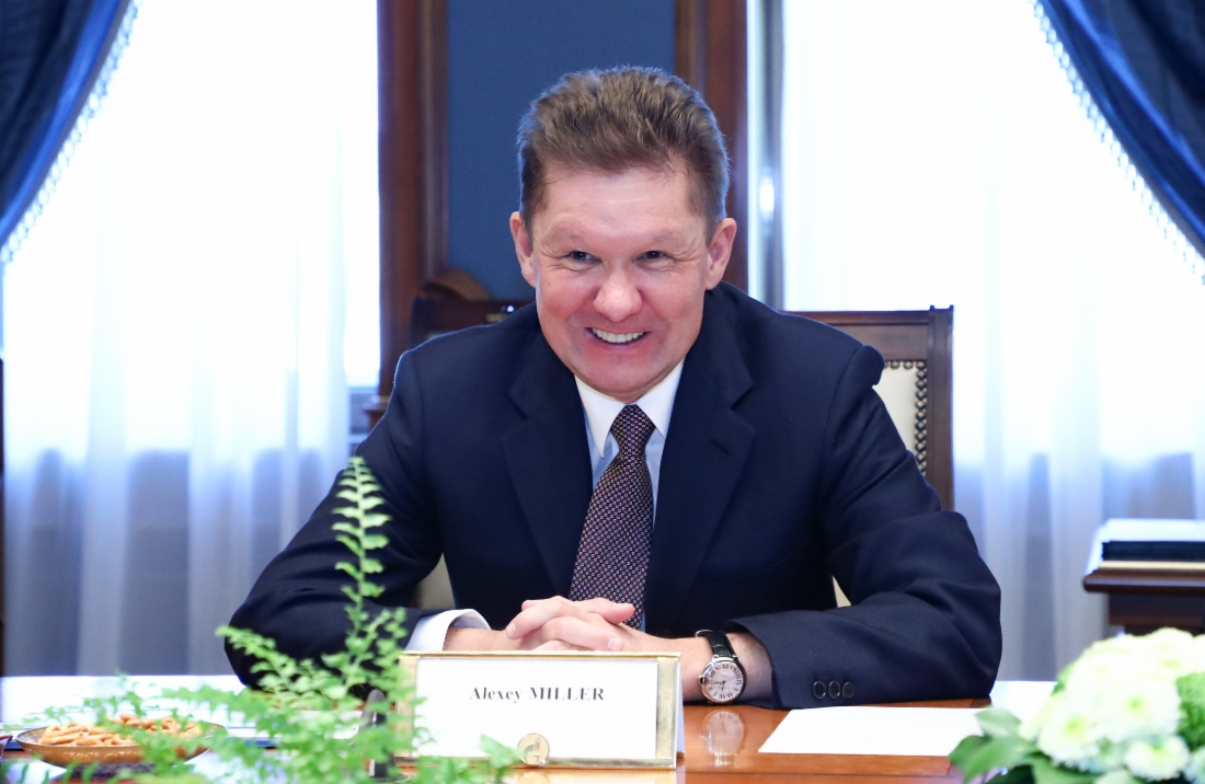 Алексей Миллер во время рабочей встречи с Главным исполнительным директором Linde AG Альдо Беллони