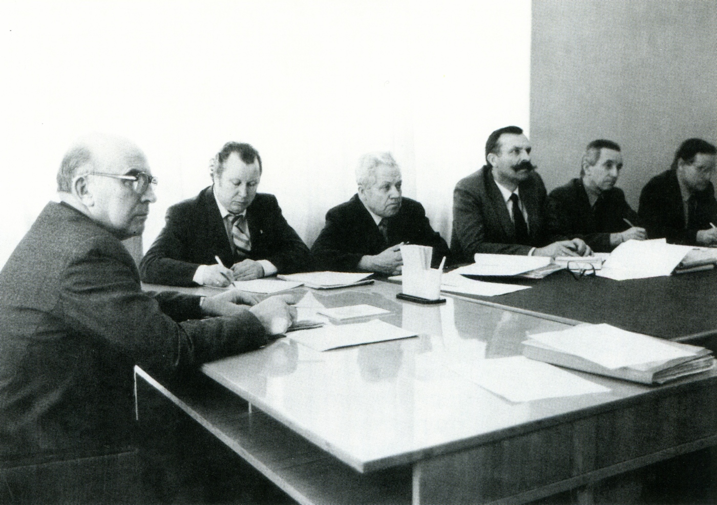 На совещании у министра: А. И. Яковлев, В. Г. Семичев, А. М. Бойко, Ю. А. Зайцев