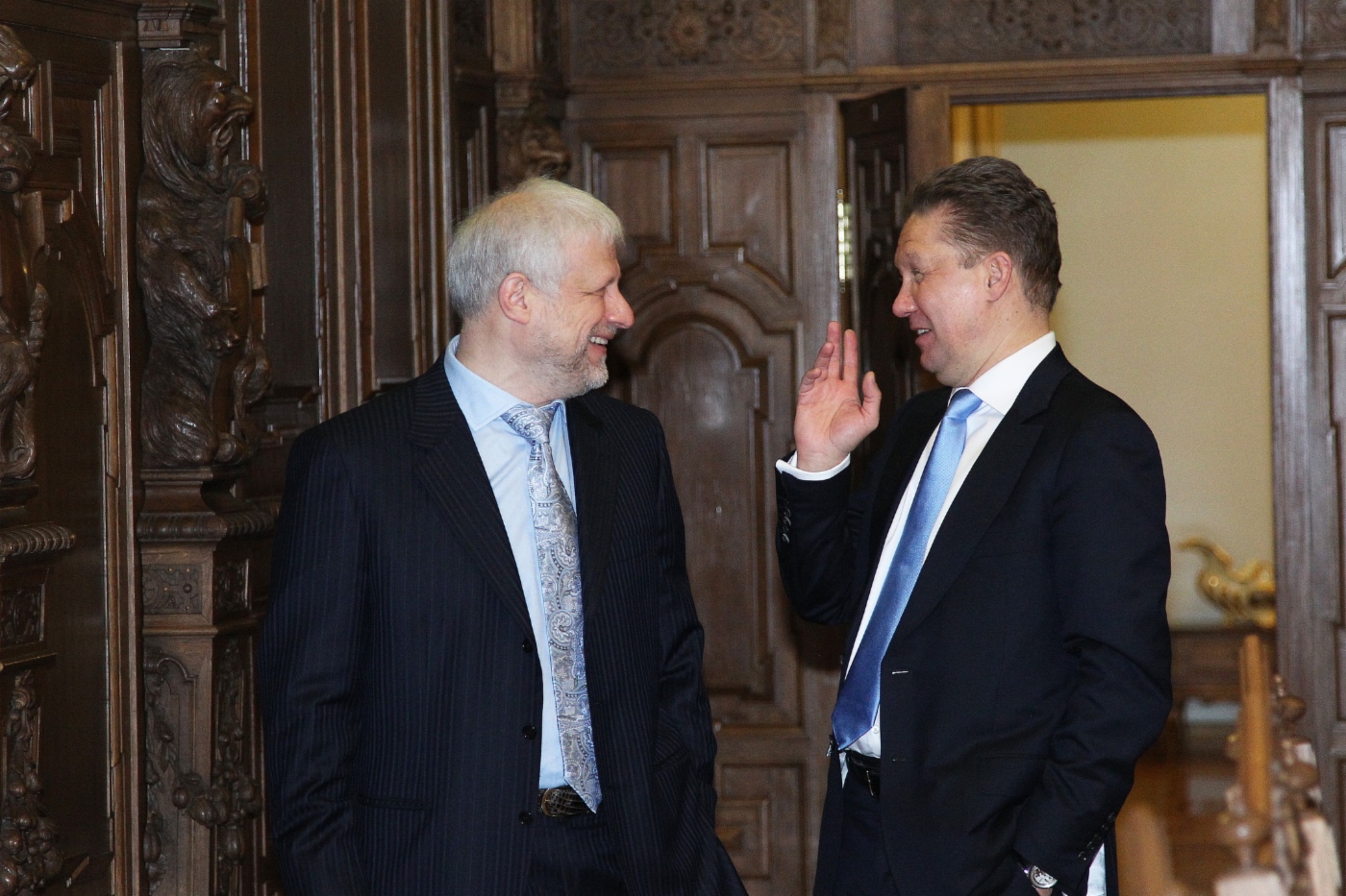 Президент РФС Сергей Фурсенко и Алексей Миллер на праздновании 100-летия РФС