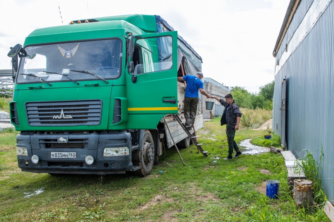 В путешествие из Саратовской области в Ульяновскую мальки отправились на специально оборудованном для этих целей КАМАЗе
