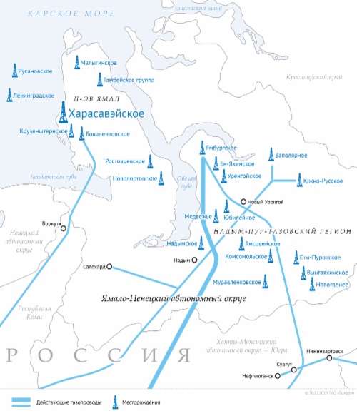 Схема расположения Харасавэйского месторождения