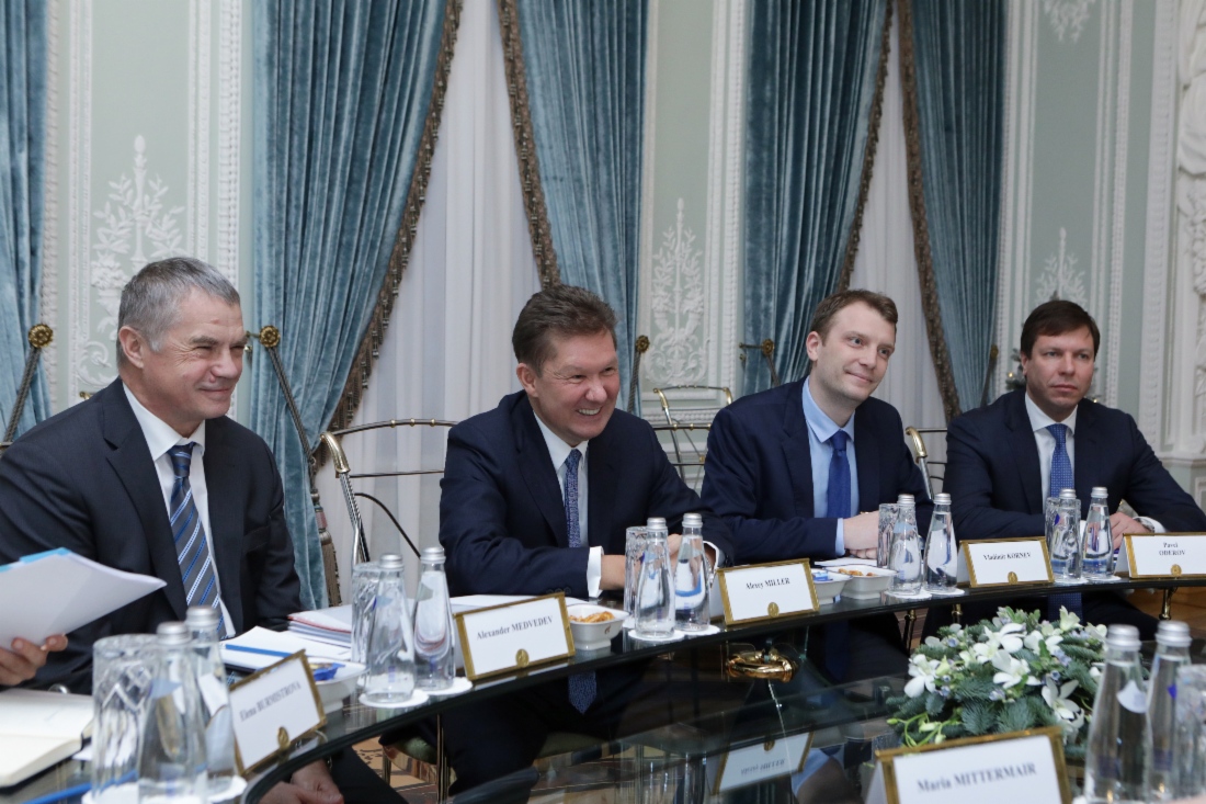 Алексей Миллер во время рабочей встречи с Председателем Правления OMV AG Райнером Зеле