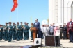 Генеральный директор ООО «Газпром трансгаз Москва» Александр Бабаков выступает с вступительной речью о смысле и значении проекта «Шаги Победы». Белгородская область, п. Прохоровка, 12 июля 2020 г.