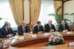 Алексей Миллер (в центре) во время рабочей встречи с Губернатором Белгородской области Евгением Савченко
