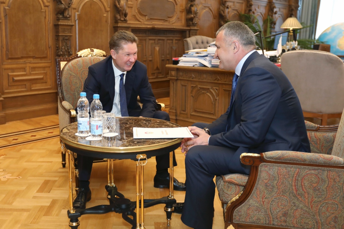 Алексей Миллер и Президент Южной Осетии Анатолий Бибилов обсудили ход и перспективы сотрудничества