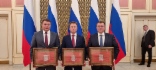 Генеральный директор «Газпром трансгаз Томск» Владислав Бородин, начальник Хабаровского ЛПУМГ Юрий Михайлин, начальник Новосибирского ЛПУМГ Михаил Клюкин