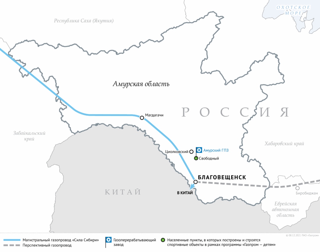 Сила сибири маршрут трассы карта