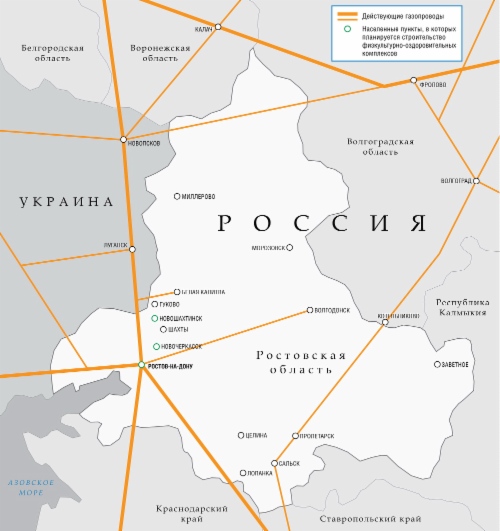 Схема магистральных газопроводов в Астраханской области
