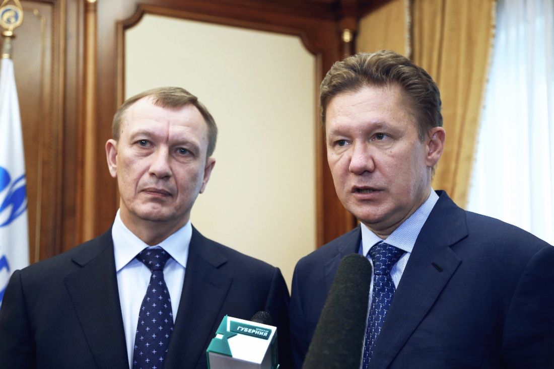 Губернатор Брянской области Николай Денин и Алексей Миллер во время рабочей встречи
