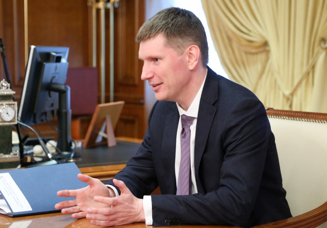 Временно исполняющий обязанности Губернатора Пермского края Максим Решетников во время рабочей встречи с Алексеем Миллером