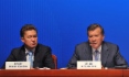 Председатель Правления ОАО «Газпром» Алексей Миллер и председатель Совета директоров ОАО «Газпром» Виктор Зубков во время Итоговой пресс-конференции