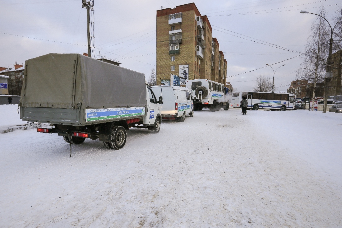В автопробеге принимает участие грузовая и пассажирская техника ООО «Газпром трансгаз Ухта»