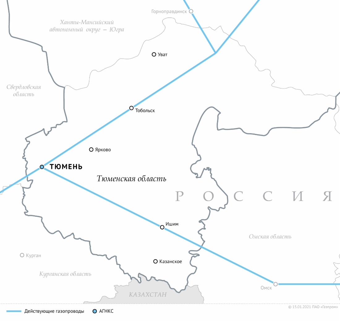 Схема газопроводов в Тюменской области