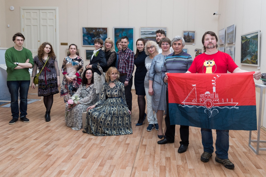 Участники Арктической экспедиции на открытии выставки в Русском географическом обществе