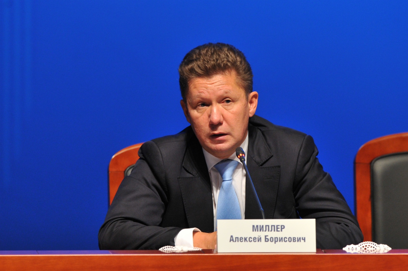 Председатель Правления ОАО «Газпром» Алексей Миллер во время Итоговой пресс-конференции